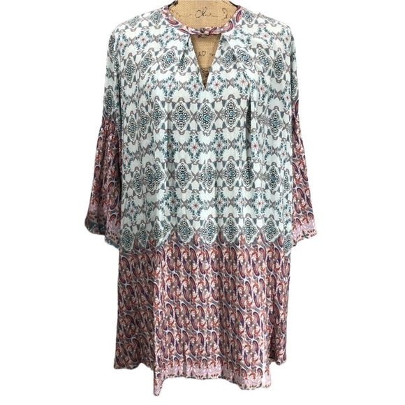 Umgee Floral Boho Festival Ready Mini Dress Size Small - Picture 2 of 7